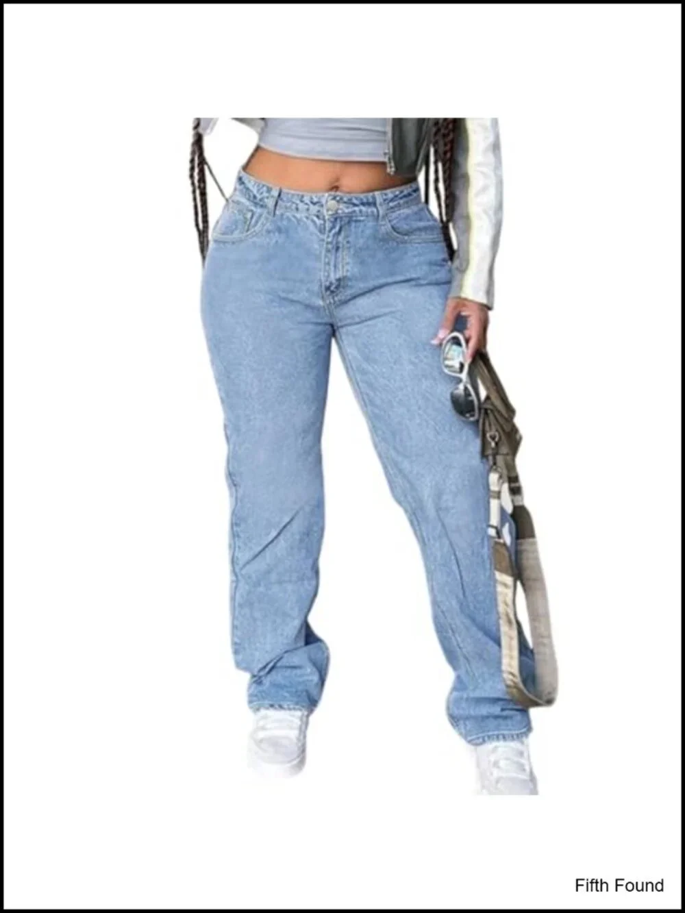 Mid Waisted Straight Wide Leg Jeans Loose Fit Boyfriend Tummy Control Trendy